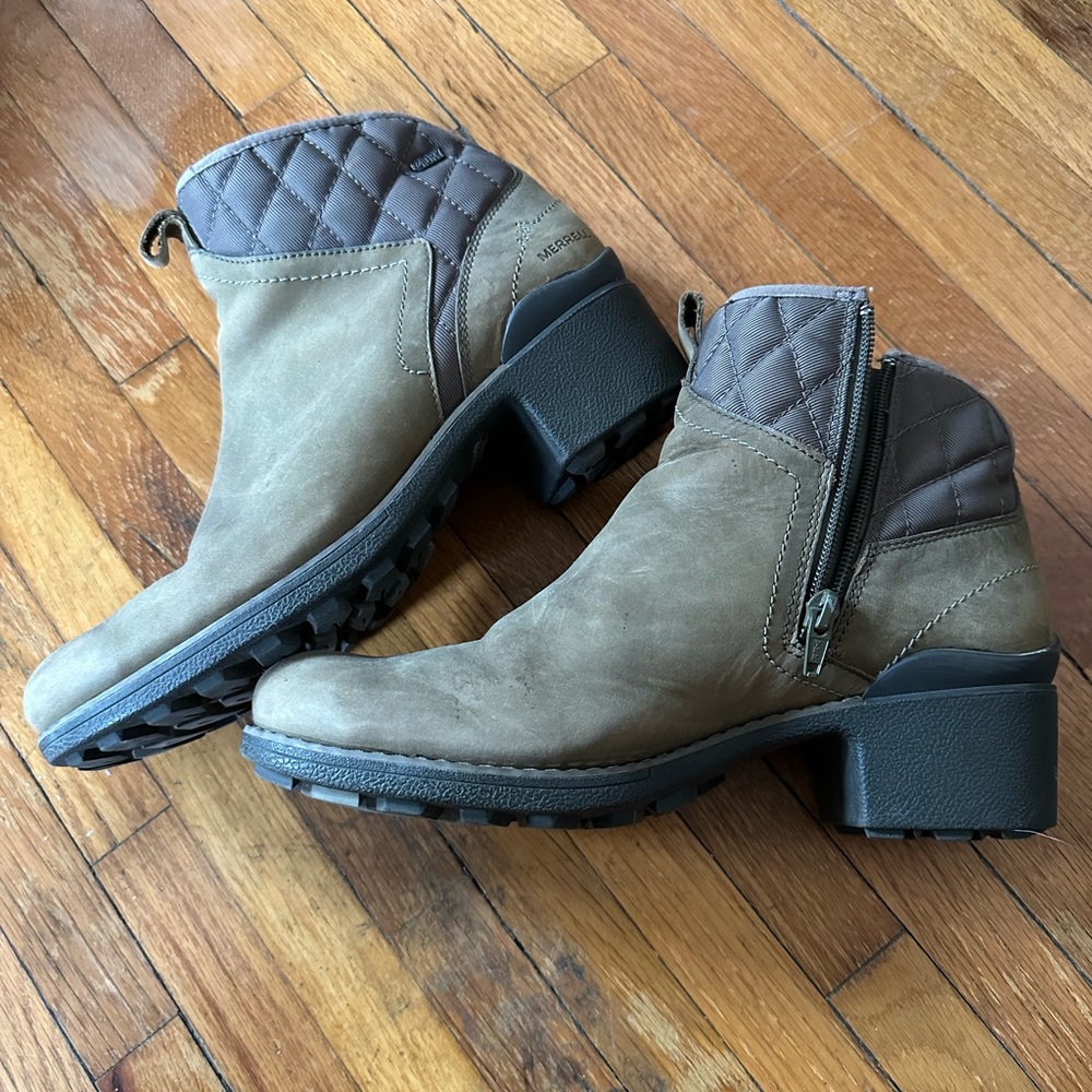Merrell Women's Chateau Mid Pull Waterproof Boot 10, Dusty Olive